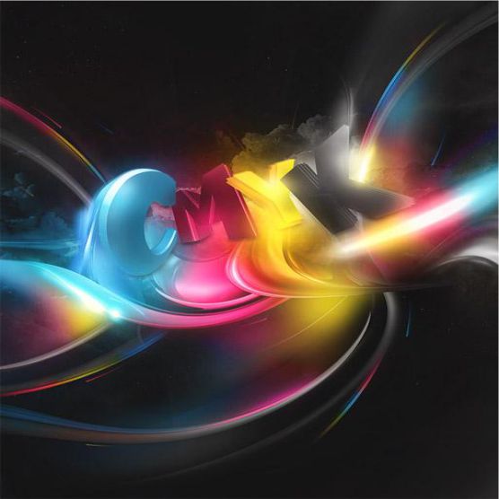 3D multicoloured CMYK wallpaper