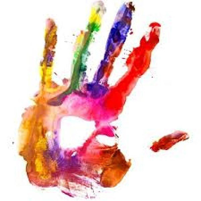 multi-coloured hand print